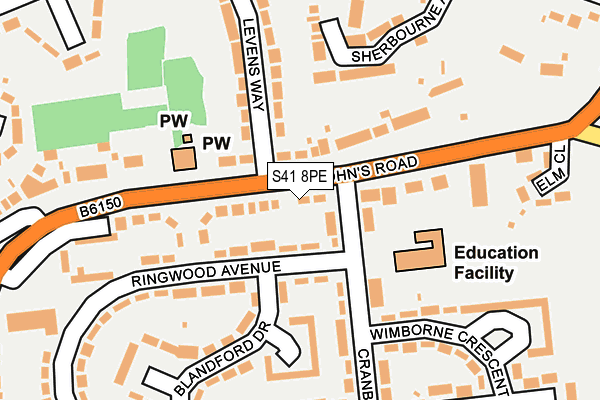 S41 8PE map - OS OpenMap – Local (Ordnance Survey)