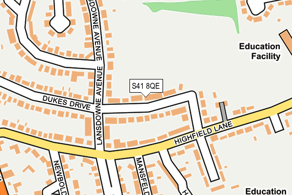 S41 8QE map - OS OpenMap – Local (Ordnance Survey)