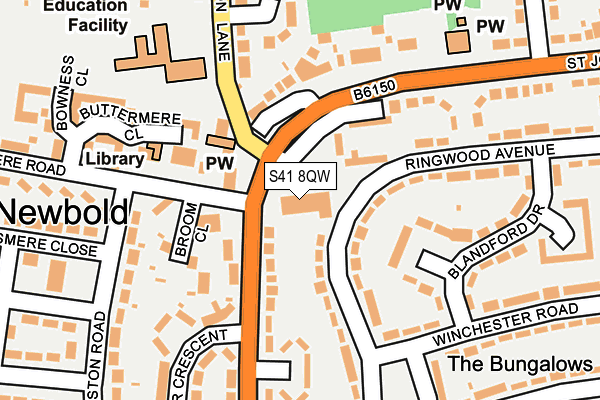 S41 8QW map - OS OpenMap – Local (Ordnance Survey)