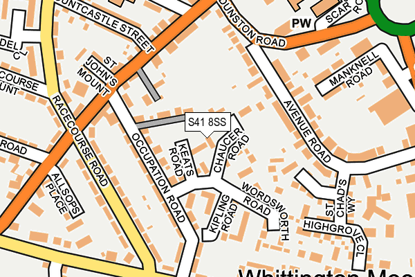 S41 8SS map - OS OpenMap – Local (Ordnance Survey)