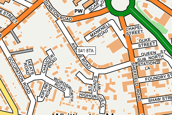 S41 8TA map - OS OpenMap – Local (Ordnance Survey)