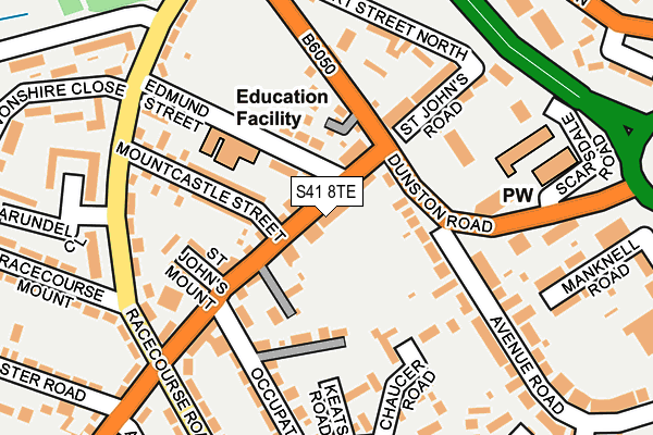 S41 8TE map - OS OpenMap – Local (Ordnance Survey)