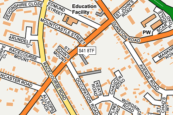S41 8TF map - OS OpenMap – Local (Ordnance Survey)