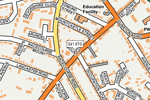 S41 8TG map - OS OpenMap – Local (Ordnance Survey)
