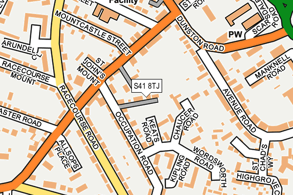 S41 8TJ map - OS OpenMap – Local (Ordnance Survey)