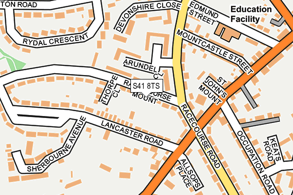 S41 8TS map - OS OpenMap – Local (Ordnance Survey)
