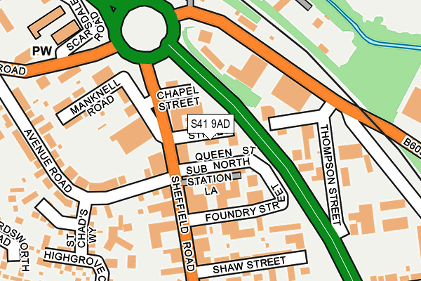 S41 9AD map - OS OpenMap – Local (Ordnance Survey)