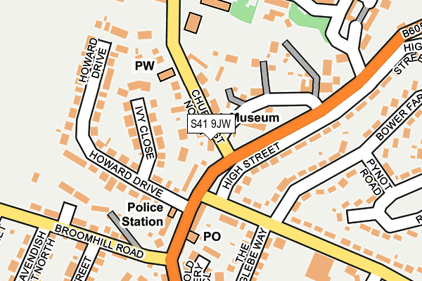 S41 9JW map - OS OpenMap – Local (Ordnance Survey)