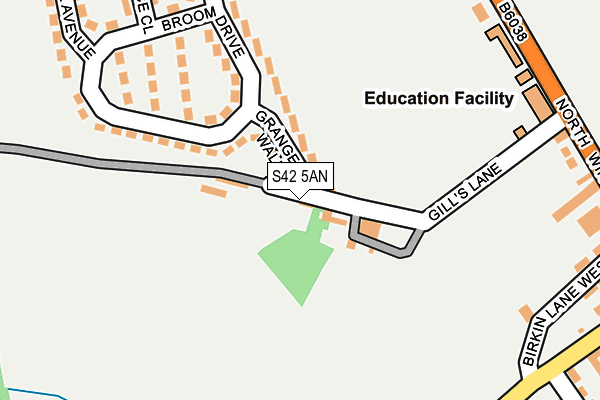 S42 5AN map - OS OpenMap – Local (Ordnance Survey)