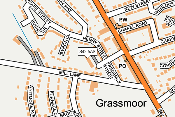 S42 5AS map - OS OpenMap – Local (Ordnance Survey)