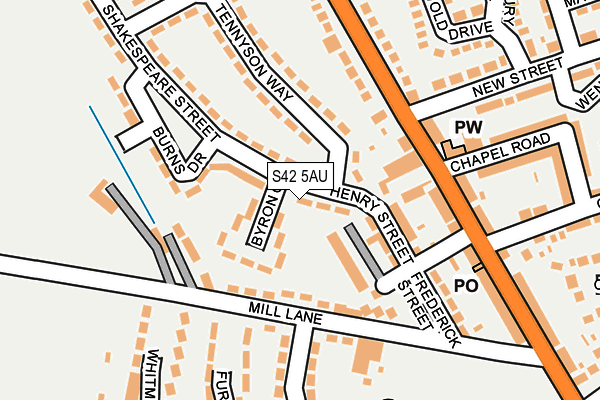 S42 5AU map - OS OpenMap – Local (Ordnance Survey)