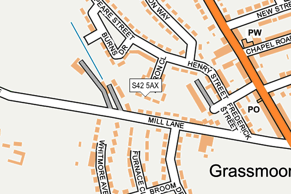 S42 5AX map - OS OpenMap – Local (Ordnance Survey)