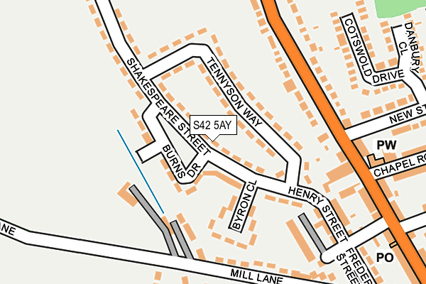S42 5AY map - OS OpenMap – Local (Ordnance Survey)