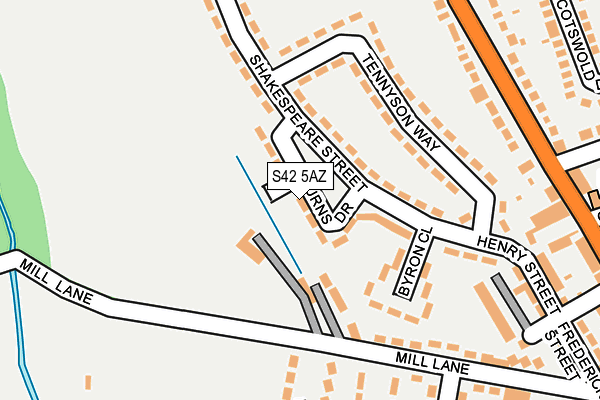 S42 5AZ map - OS OpenMap – Local (Ordnance Survey)