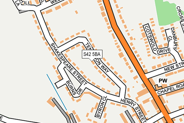 S42 5BA map - OS OpenMap – Local (Ordnance Survey)