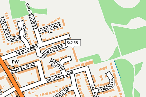 S42 5BJ map - OS OpenMap – Local (Ordnance Survey)