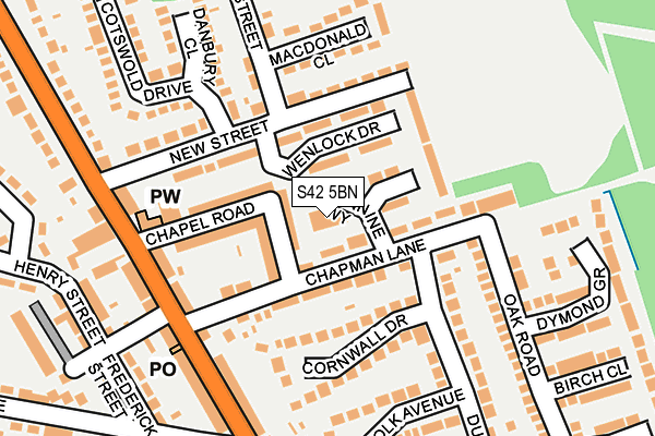 S42 5BN map - OS OpenMap – Local (Ordnance Survey)