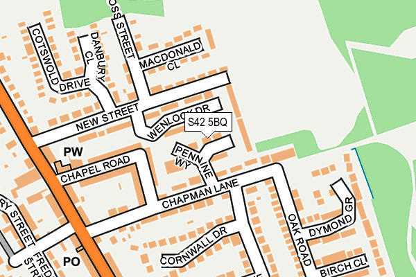 S42 5BQ map - OS OpenMap – Local (Ordnance Survey)