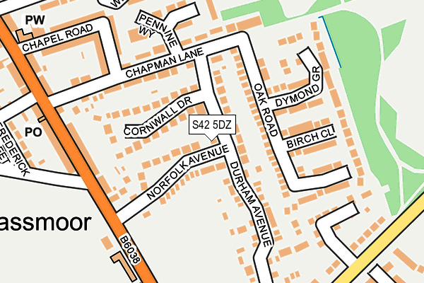 S42 5DZ map - OS OpenMap – Local (Ordnance Survey)