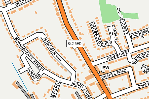 S42 5ED map - OS OpenMap – Local (Ordnance Survey)