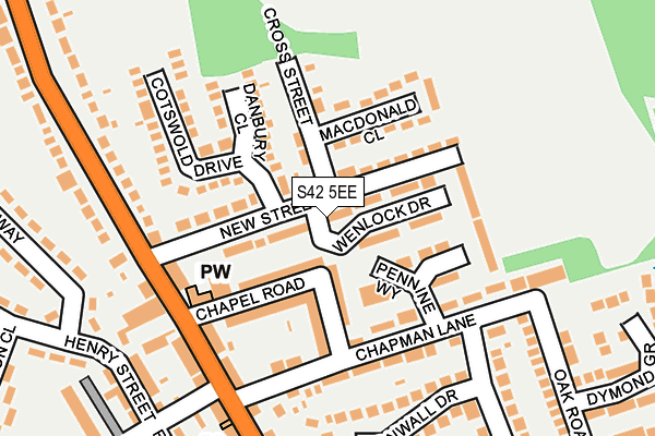 S42 5EE map - OS OpenMap – Local (Ordnance Survey)