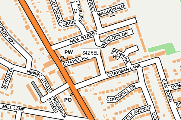 S42 5EL map - OS OpenMap – Local (Ordnance Survey)