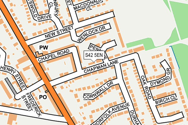S42 5EN map - OS OpenMap – Local (Ordnance Survey)