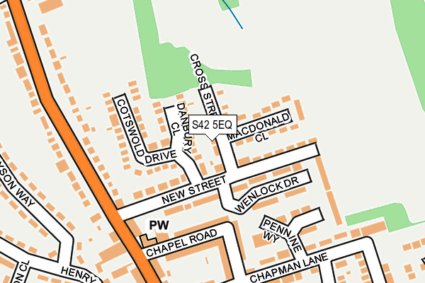S42 5EQ map - OS OpenMap – Local (Ordnance Survey)