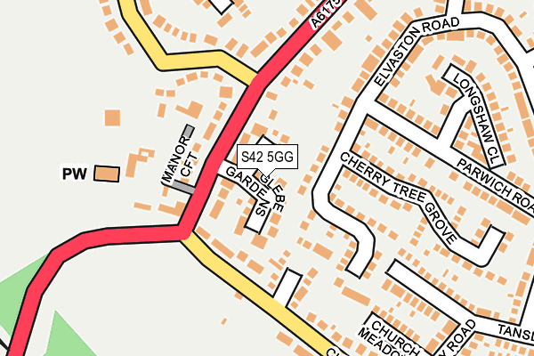 S42 5GG map - OS OpenMap – Local (Ordnance Survey)