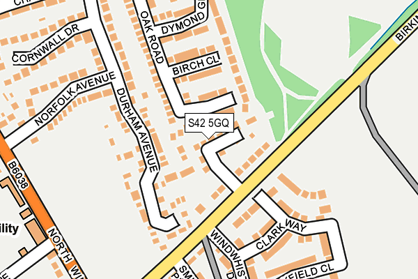 S42 5GQ map - OS OpenMap – Local (Ordnance Survey)