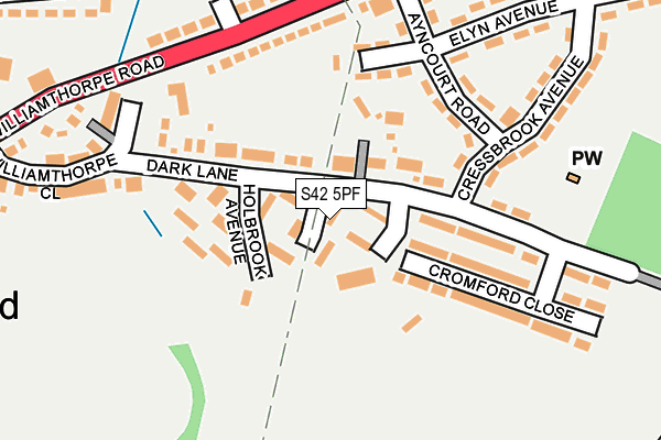 S42 5PF map - OS OpenMap – Local (Ordnance Survey)