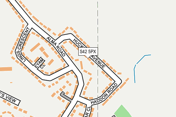 S42 5PX map - OS OpenMap – Local (Ordnance Survey)