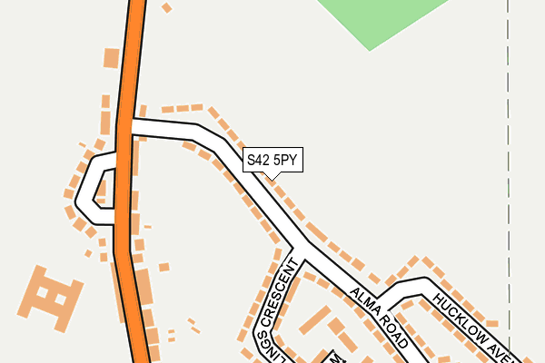 S42 5PY map - OS OpenMap – Local (Ordnance Survey)