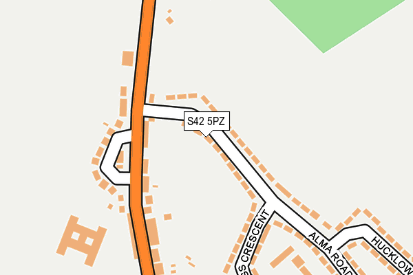 S42 5PZ map - OS OpenMap – Local (Ordnance Survey)