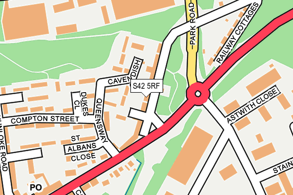 S42 5RF map - OS OpenMap – Local (Ordnance Survey)