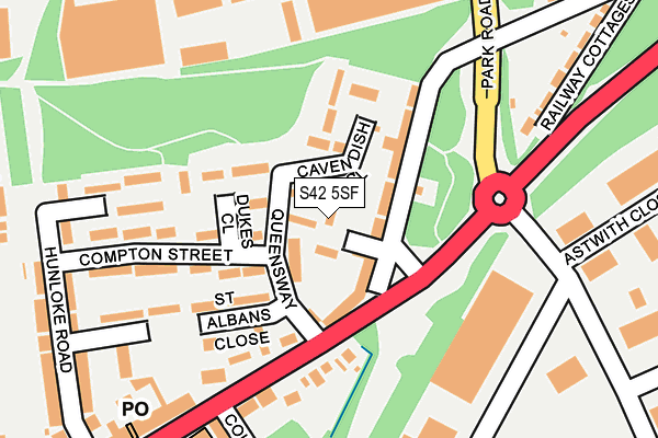 S42 5SF map - OS OpenMap – Local (Ordnance Survey)