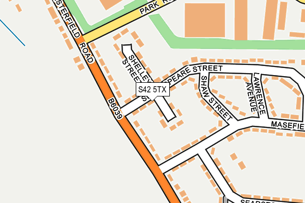 S42 5TX map - OS OpenMap – Local (Ordnance Survey)