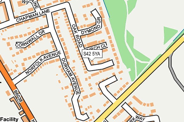 S42 5YA map - OS OpenMap – Local (Ordnance Survey)