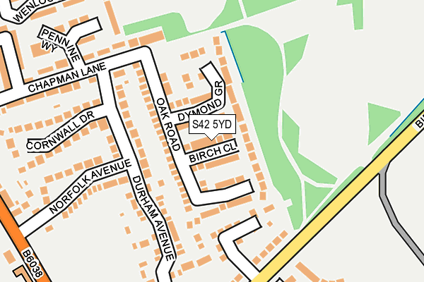 S42 5YD map - OS OpenMap – Local (Ordnance Survey)