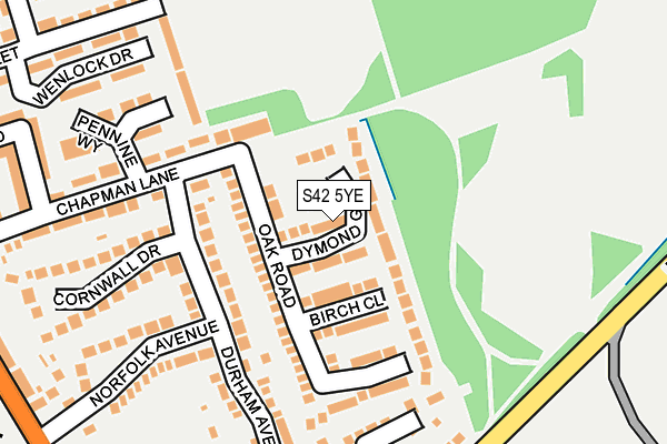 S42 5YE map - OS OpenMap – Local (Ordnance Survey)