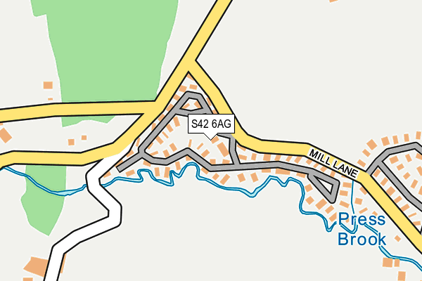 S42 6AG map - OS OpenMap – Local (Ordnance Survey)