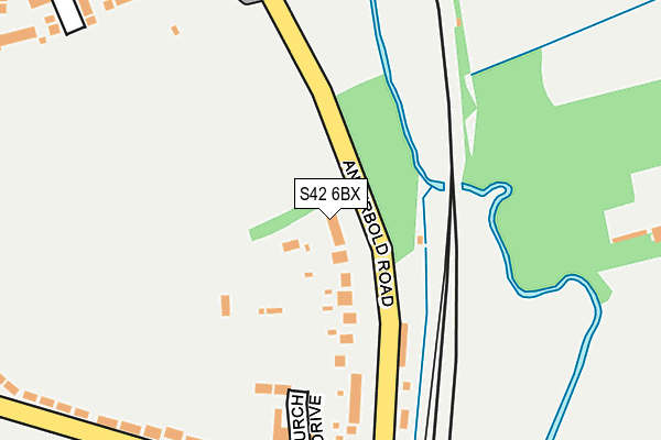 S42 6BX map - OS OpenMap – Local (Ordnance Survey)