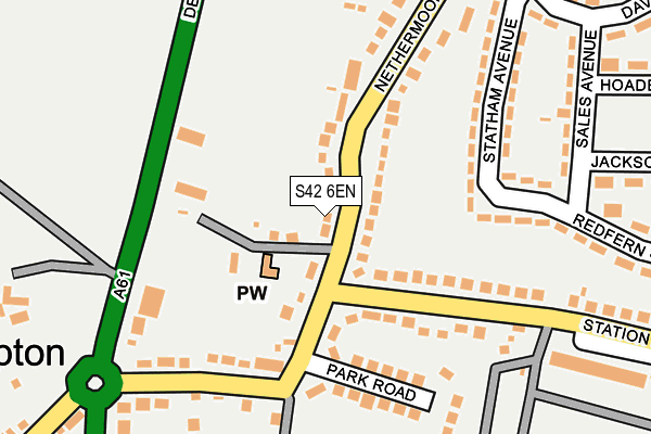 S42 6EN map - OS OpenMap – Local (Ordnance Survey)