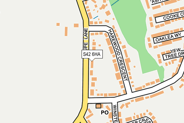 S42 6HA map - OS OpenMap – Local (Ordnance Survey)