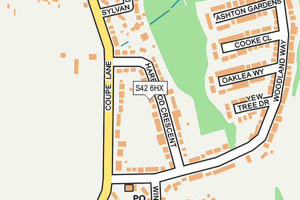 S42 6HX map - OS OpenMap – Local (Ordnance Survey)