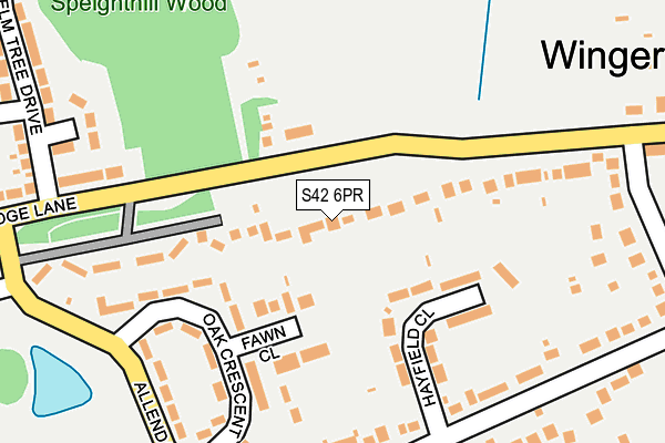 S42 6PR map - OS OpenMap – Local (Ordnance Survey)