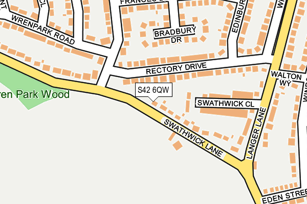 S42 6QW map - OS OpenMap – Local (Ordnance Survey)