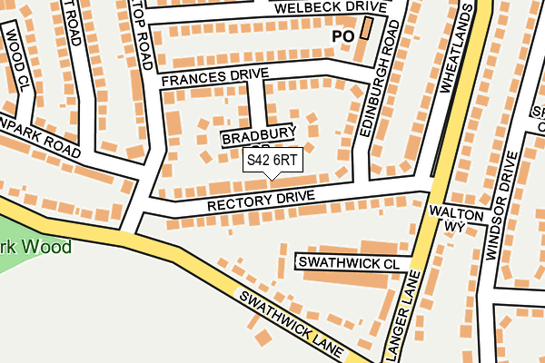 S42 6RT map - OS OpenMap – Local (Ordnance Survey)