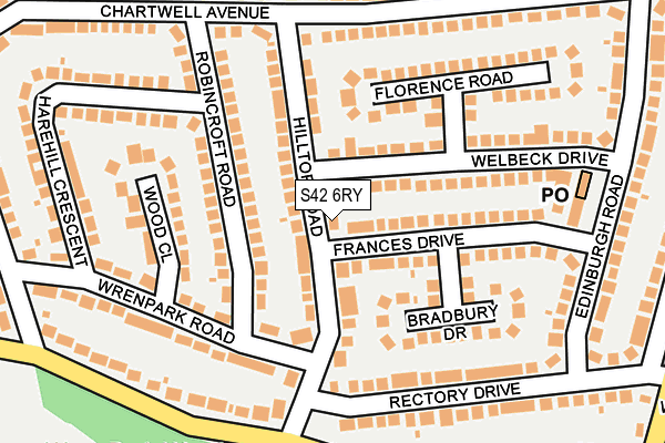 S42 6RY map - OS OpenMap – Local (Ordnance Survey)
