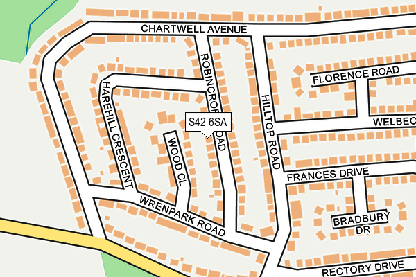 S42 6SA map - OS OpenMap – Local (Ordnance Survey)